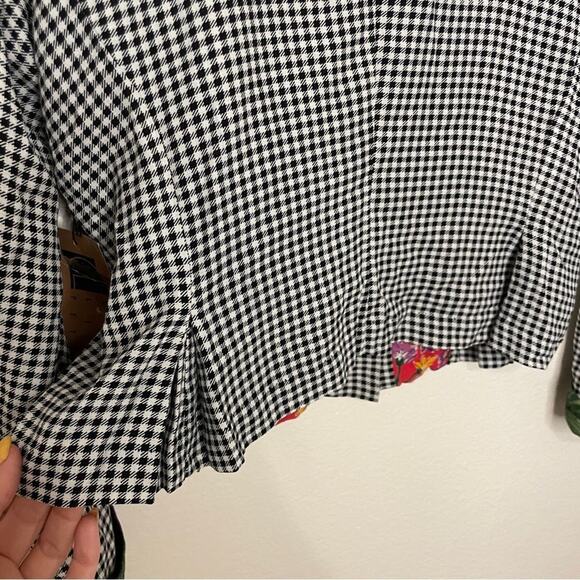 Vintage Carole Little Petites Jacket NWT Size 8 Flower Button Checkered Floral - Picture 10 of 10